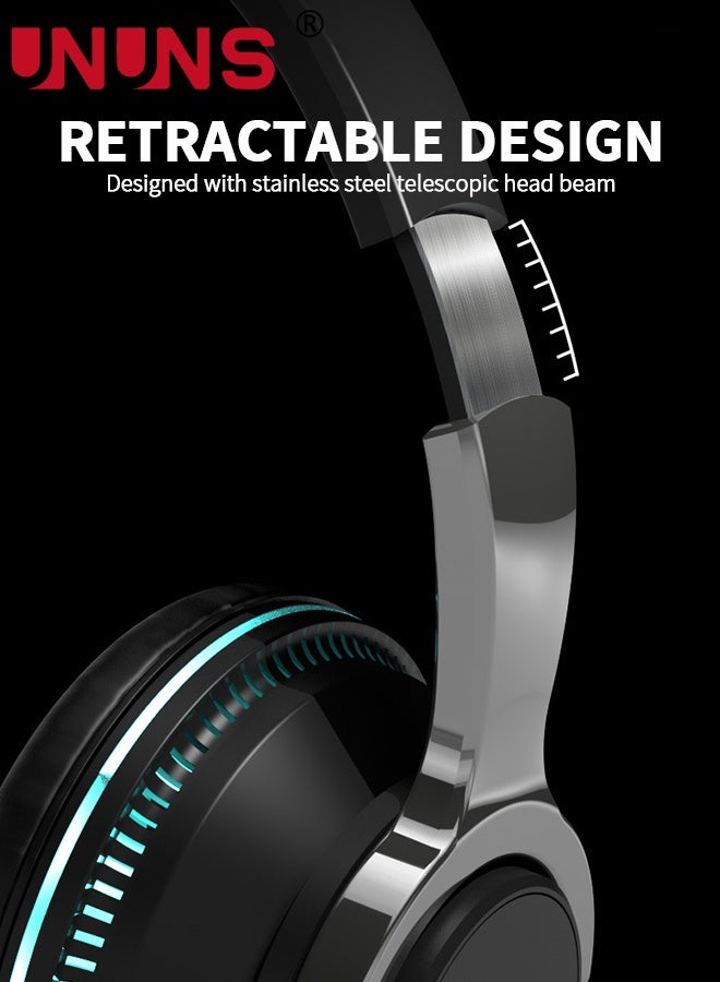 UNUNS Bluetooth Headphones Over Ear,Foldable Wireless With 6 EQ Modes,HiFi Stereo Headset Built-in Mic,Soft Ear Pads,TF, Volume Control, FM For Phone PC Home Office - Image 4