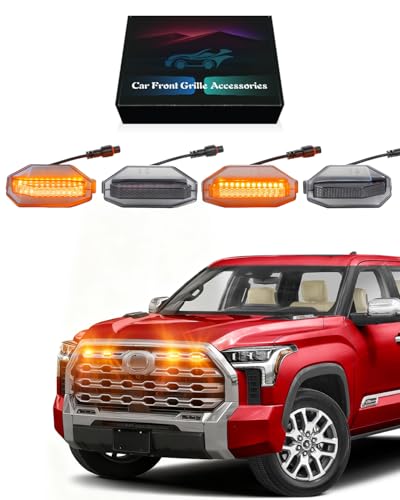 OKLSG Front Bumper LED Grill Lights for Toyota Tundra 2026 20252022 Raptor Marker Lights Bars fit Platinum 1794 Edition OEM Grille without TRD Package 3rd Gen Tundra Exterior Accessories Yellow - Image 1