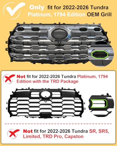 OKLSG Front Bumper LED Grill Lights for Toyota Tundra 2026 20252022 Raptor Marker Lights Bars fit Platinum 1794 Edition OEM Grille without TRD Package 3rd Gen Tundra Exterior Accessories Yellow - Image 3