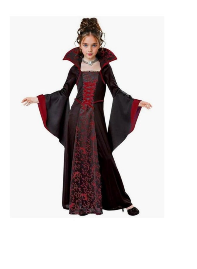 Halloween Royal Vampire Costume Set for Girls Halloween Dress Up Party, Cosplay, Vampire-Themed Party（140cm） - Image 1