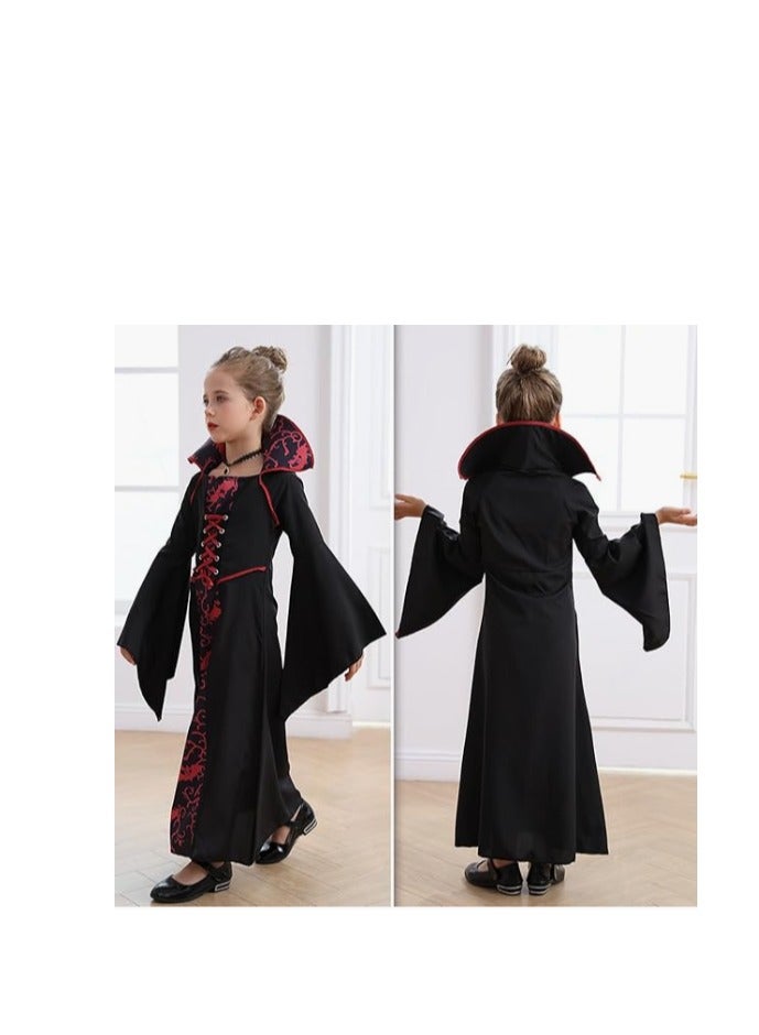 Halloween Royal Vampire Costume Set for Girls Halloween Dress Up Party, Cosplay, Vampire-Themed Party（140cm） - Image 5