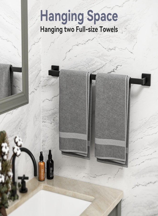 Bubxo Matte Black Towel Bar, 24 Inch Bathroom Towel Rack, Towel Holder Wall Mounted, Square Base Thicken SUS304 Stainless Steel Towel Rod Modern Home Decor (Total Length 26-Inch) - Image 5