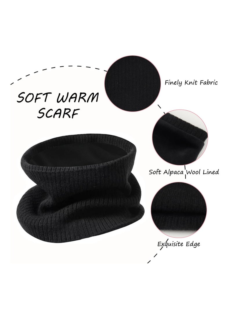 Excefore Kids Winter Hat Scarf Gloves Set for Boys Girls 2-9 Years - Warm Knit Beanie Neck Warmer Mittens Alpaca Wool Lined Set - Image 3