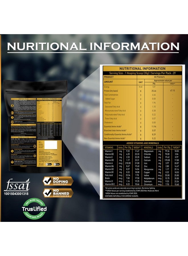 NAKPRO Gold Plus+ Whey Protein Concentrate with Digestive Enzymes | 25.46g Protein, 5.57g BCAA | Added Vitamins & Minerals (1 Kg, Cookies & Cream) - Image 3