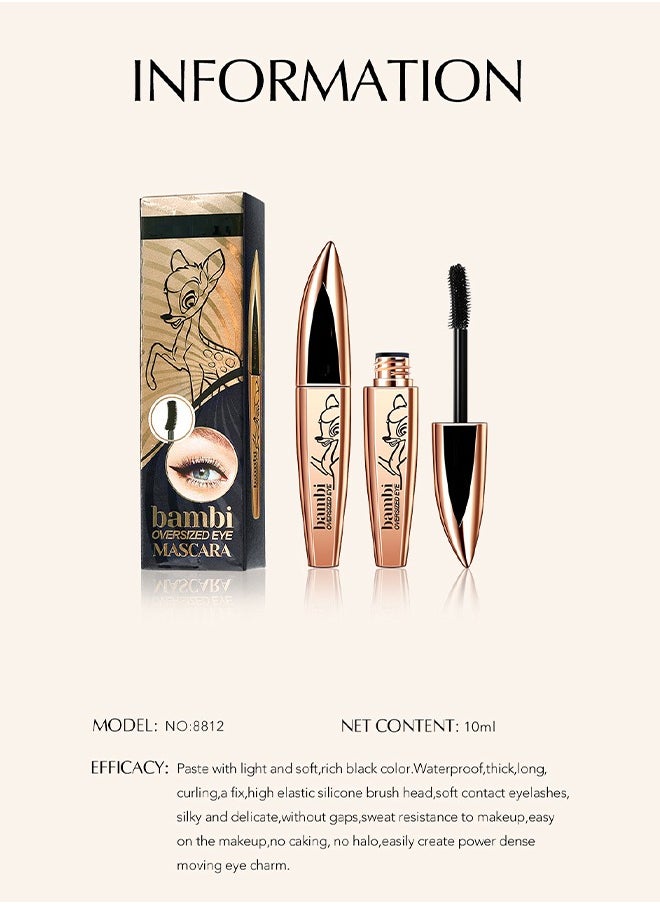 Bambi Bambi Oversized Eye Mascara,4D Silk Fiber Lash Mascara Waterproof, Luxuriously Longer, Thicker, Voluminous Eyelashes, Long-Lasting, Dramatic Extension, Smudge-proof, Hypoallergenic Formula(Black)  - Image 5