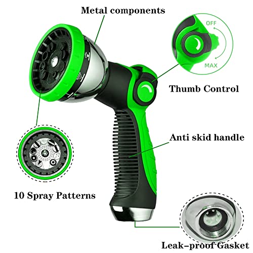 REDESS Garden Hose Nozzle Spray Nozzle,10 Hose Metal Duty Watering Patterns Thumb Control On Off Valve, High Pressure Nozzle Sprayer for Watering Plants, Car Wash,Cleaning,Showering Pets - Image 2