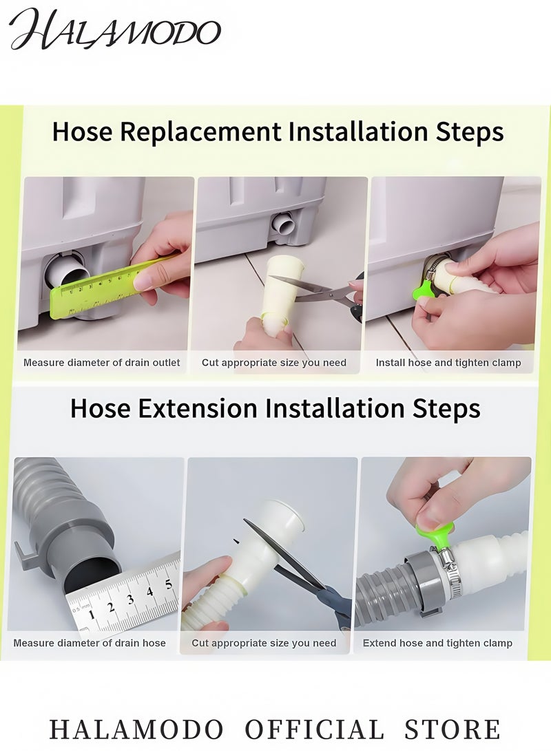 HALAMODO Washing Machine Drain Hose Extension Flexible PP Discharge Hose Durable EVA Material Multifunctional Hose-Outlet Compatible with Most Front-Loading Washers Easy Installation - Image 5