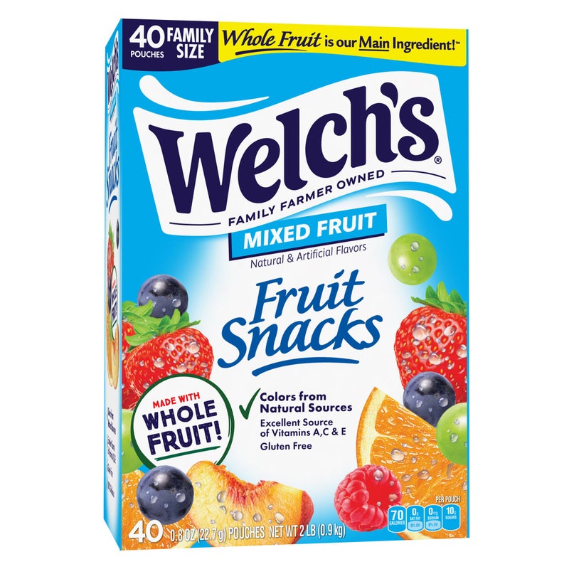Welch's Fruit Snacks, Mixed Fruit Snack Box, Gluten Free, 0.8oz Snack Packs (Pack of 40) - Image 1