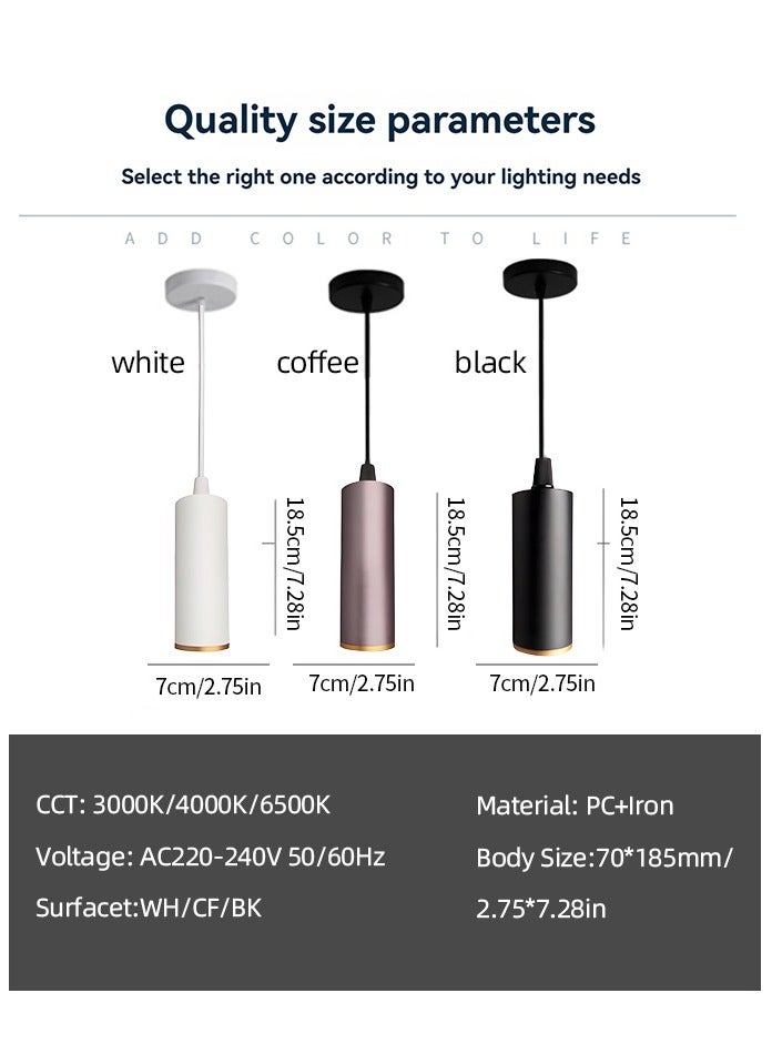 Vmax Modern Pendant Light Ceiling Lamp, 3000K Warm White, Hanging LED Tube Light, Chandelier Spot Light, for Kitchen, Bedroom, Living Room – White/Brown (Black, 20W 7 * 18.5mm, Warm White) - Image 5