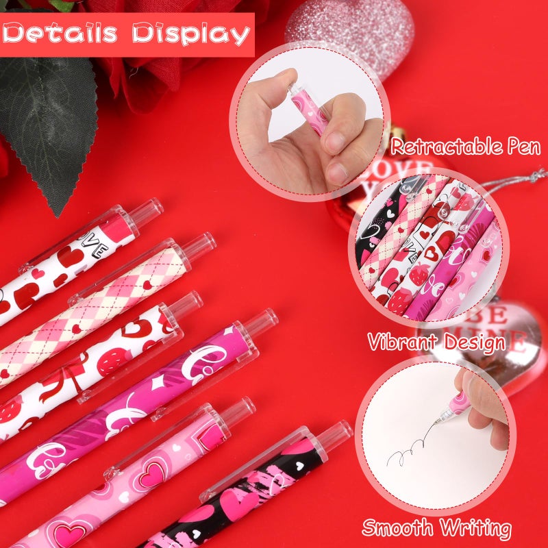 CCINEE 36pcs Valentine'S Day Ballpoint Pens Bulk, Heart Gel Ink Pens for Adult Novelty Retractable Pen for Office School Valentines Day Stationary Holiday Coworkers Gift - Image 3