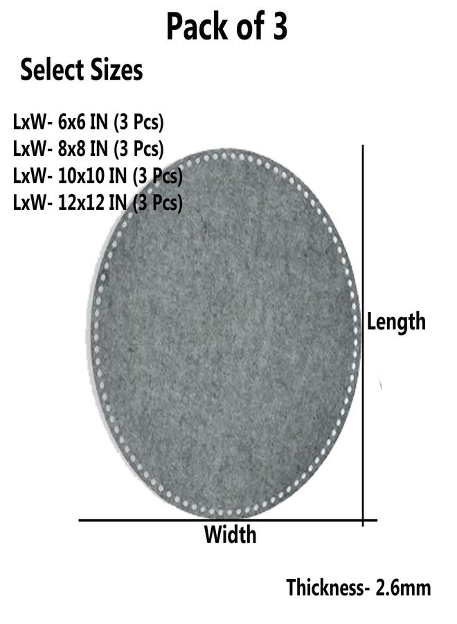 Cliths Pack of 3 Felt Basket Bottoms - 8 Inch Round Crochet Basket Base - Durable and Eco-Friendly Grey Felt Bottoms for DIY Crafting - Image 2