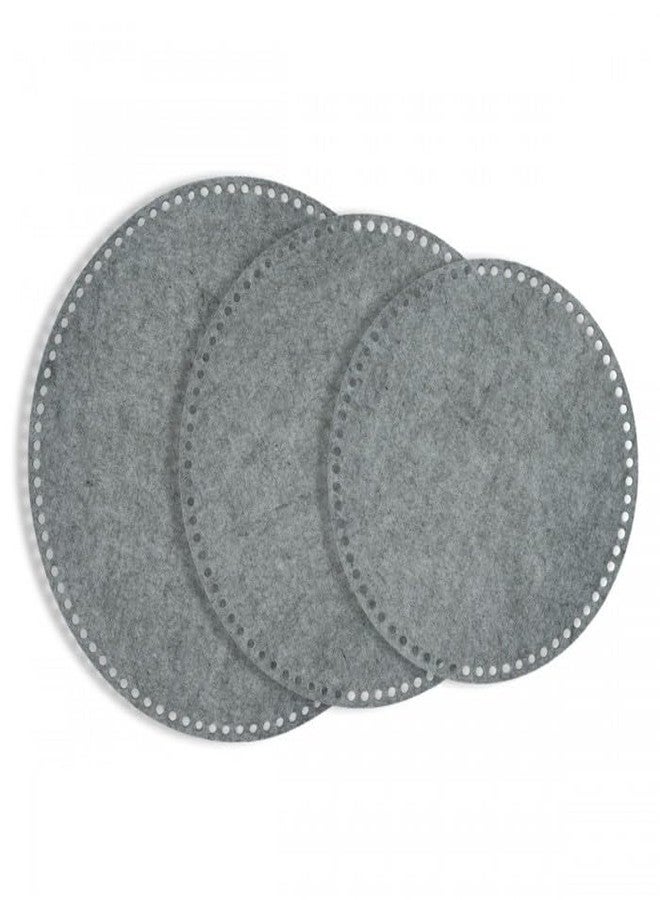 Cliths Pack of 3 Felt Basket Bottoms - 8 Inch Round Crochet Basket Base - Durable and Eco-Friendly Grey Felt Bottoms for DIY Crafting - Image 1