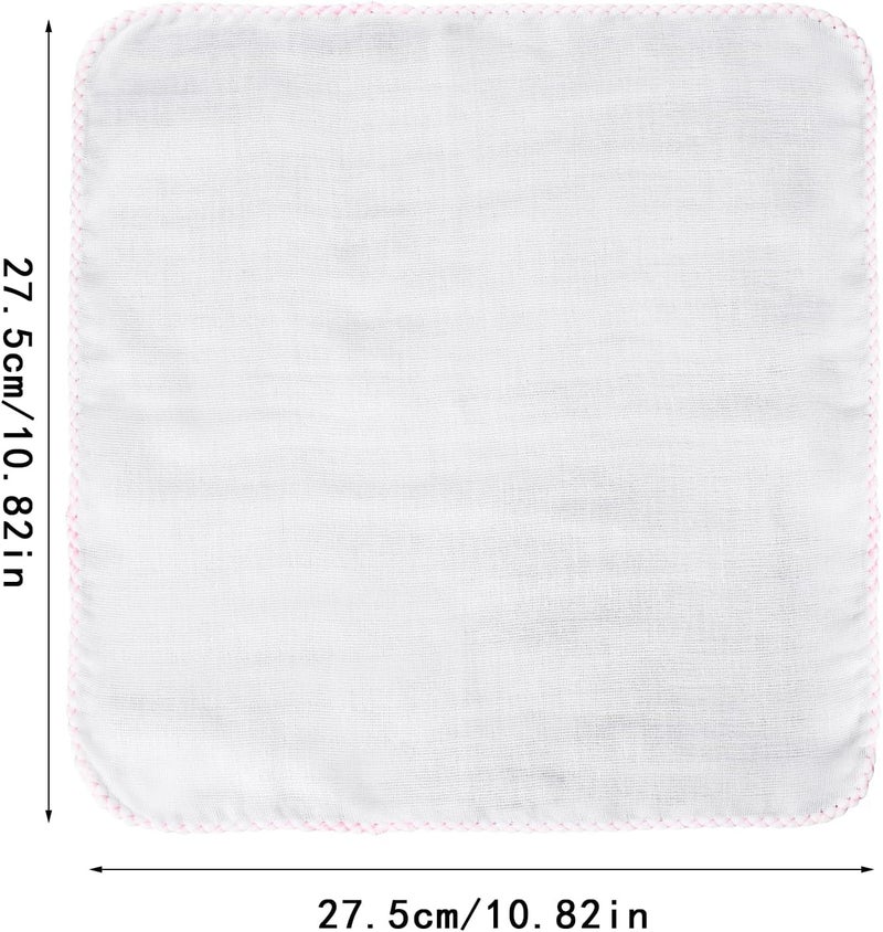 Lanjue 10 Pcs Muslin Face Cloths, 12 x 12 Inch Cotton Muslin Cloths Muslin Pack Facial Towels Reusable Cleansing Cloths Remover for Makeup Removal Facial Face Cleaning(Pink Edge) - Image 2