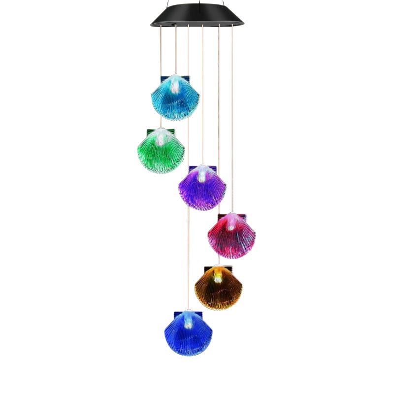 Hanging Solar Lights Wind Chime Light 6 Coloful LED Shell Shaped Design Landscape Lamp Night Light for Courtyard Garden - Image 1