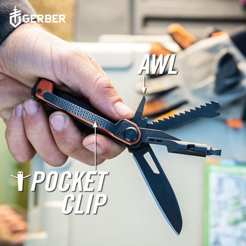Gerber أداة متعددة الاستخدامات 8 في 1 من جير أرمبار - شفرة حادة بطول 2.5 بوصة، قضيب رافعة، مطرقة - معدات وأدوات EDC - فضي - Image 4