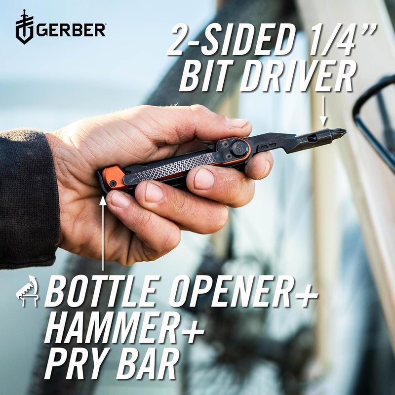 Gerber أداة متعددة الاستخدامات 8 في 1 من جير أرمبار - شفرة حادة بطول 2.5 بوصة، قضيب رافعة، مطرقة - معدات وأدوات EDC - فضي - Image 5
