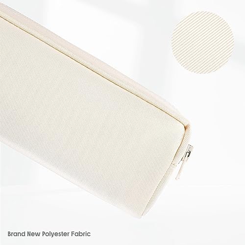 DOBMIT Big Capacity Pencil Case, Pure Color Pen Pouch with Zipper Stationary Storage Bag for Adult Students Officers, Cream White - Image 2