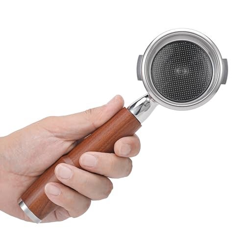 KNODOS 58mm Bottomless Portafilter For Gaggia Classic Pro, E24, GT and Evo Models Rosewood Handle Naked Porta Filter 58 mm & 18-21 Gram Filter Basket Included - Image 5