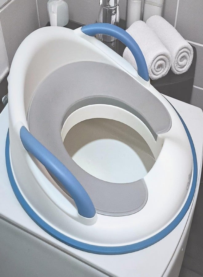 مقعد تدريب الأطفال على استخدام النونية من CRADLEVE Lilseat بمقابض - يناسب المراحيض الغربية المستديرة والبيضاوية، تصميم مريح | متين | فاخر | مانع للانزلاق للأطفال الرضع (من 0 إلى 8 سنوات) (أبيض) - Image 1