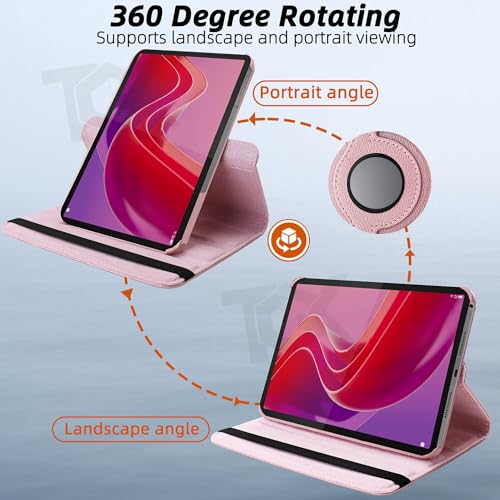 TGK 360 Rotatable Smart Flip Case Cover for Lenovo Tab M11 11 inch TB330FU TB330XU (Rose Gold) - Image 4
