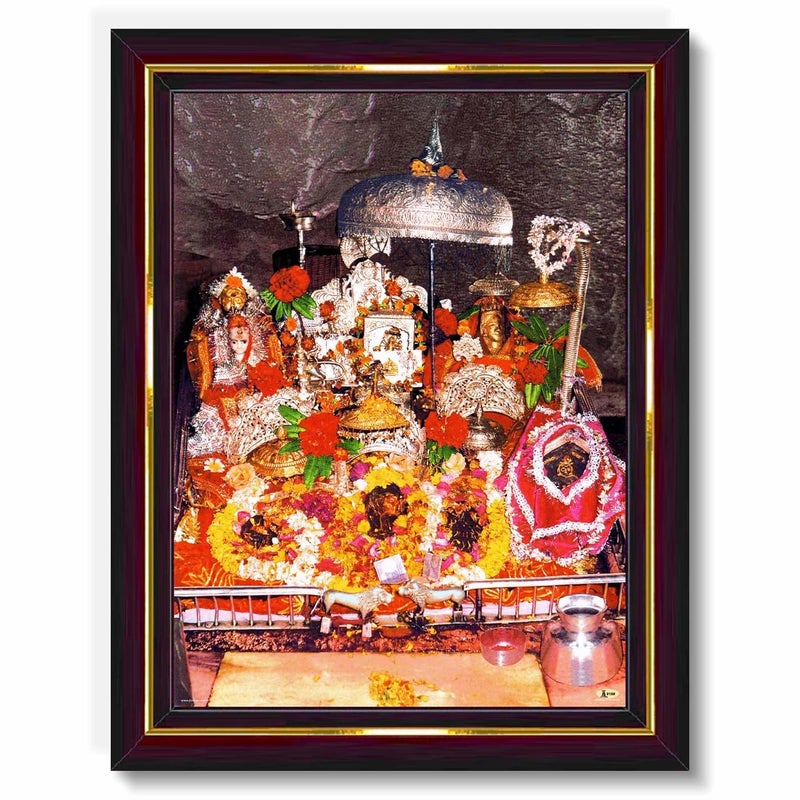 Pavan Photo Laminations Shri Vaishno Devi Mata Matha Ji Mataji Wall Painting Framed Home Decor WoodMatteBrownSmall Size6 x 8 Inch B1905S - Image 1