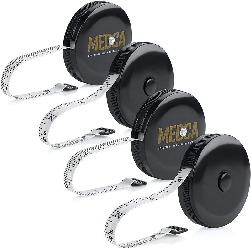 MEDca Tape Measure for Body Measuring Tape - (Pack of 4) Dual Sided Inch and CM, Portable, Retractable Soft Ruler Tool for Measurements Body Fat, Fitness Sewing and Accurate Body Fat Calculator - Image 1