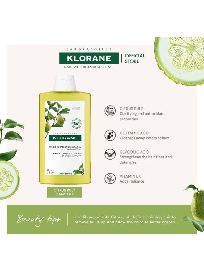 Klorane Citrus Pulp Light Shampoo - Oily Scalp (400ml) - Image 4