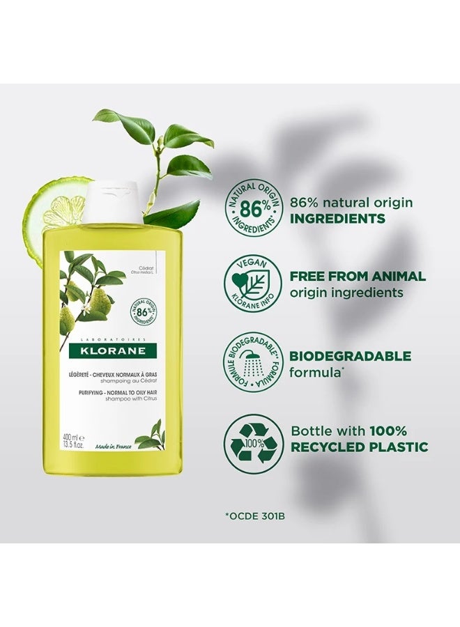 Klorane Citrus Pulp Light Shampoo - Oily Scalp (400ml) - Image 3