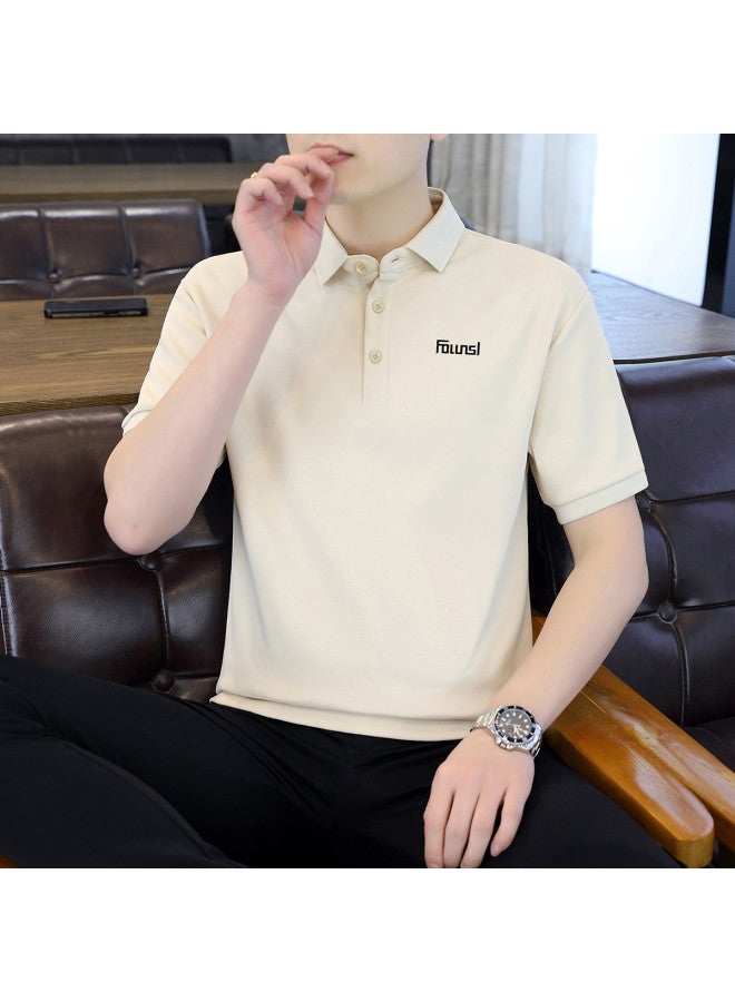 FOLUNSI Men's Short Sleeve Polo Shirt - Summer Solid Color Simple Business Casual Fashion Crew Neck Short T-shirt For Men - Image 2