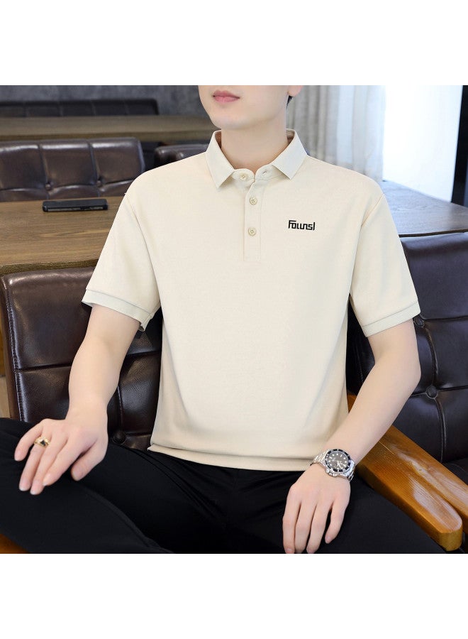 FOLUNSI Men's Short Sleeve Polo Shirt - Summer Solid Color Simple Business Casual Fashion Crew Neck Short T-shirt For Men - Image 3