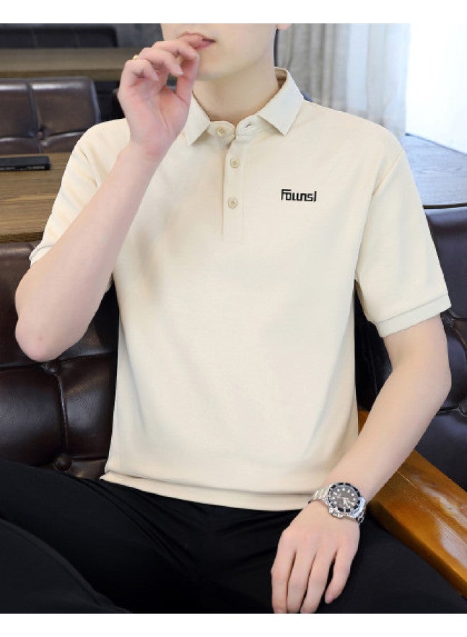 FOLUNSI Men's Short Sleeve Polo Shirt - Summer Solid Color Simple Business Casual Fashion Crew Neck Short T-shirt For Men - Image 1