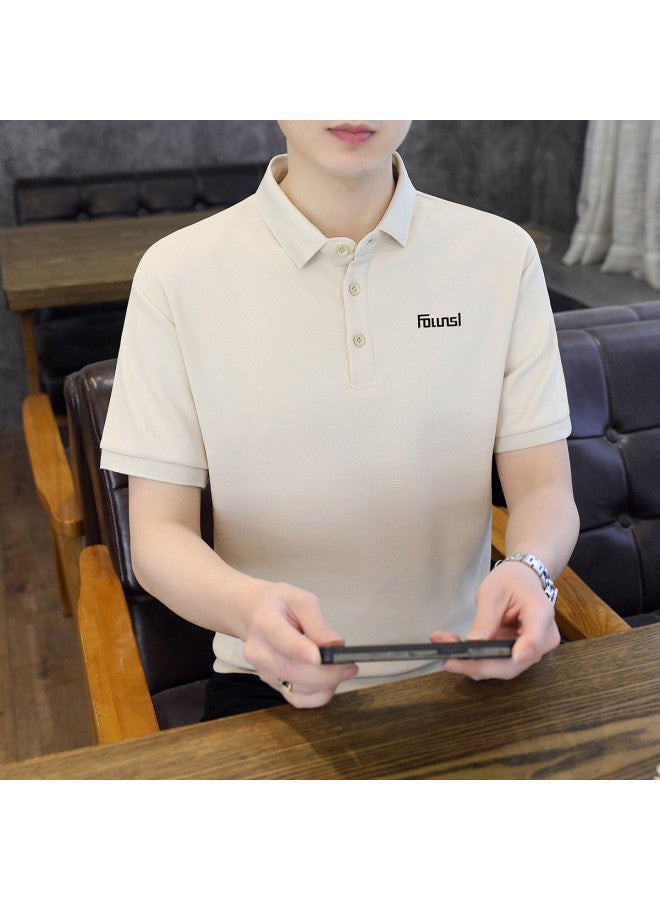 FOLUNSI Men's Short Sleeve Polo Shirt - Summer Solid Color Simple Business Casual Fashion Crew Neck Short T-shirt For Men - Image 4