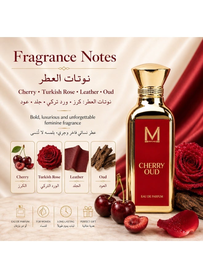VM PERFUMES Cherry Oud Eau de Parfum for Women 100ml – Luxurious Cherry, Turkish Rose, Leather & Oud Fragrance - Image 5