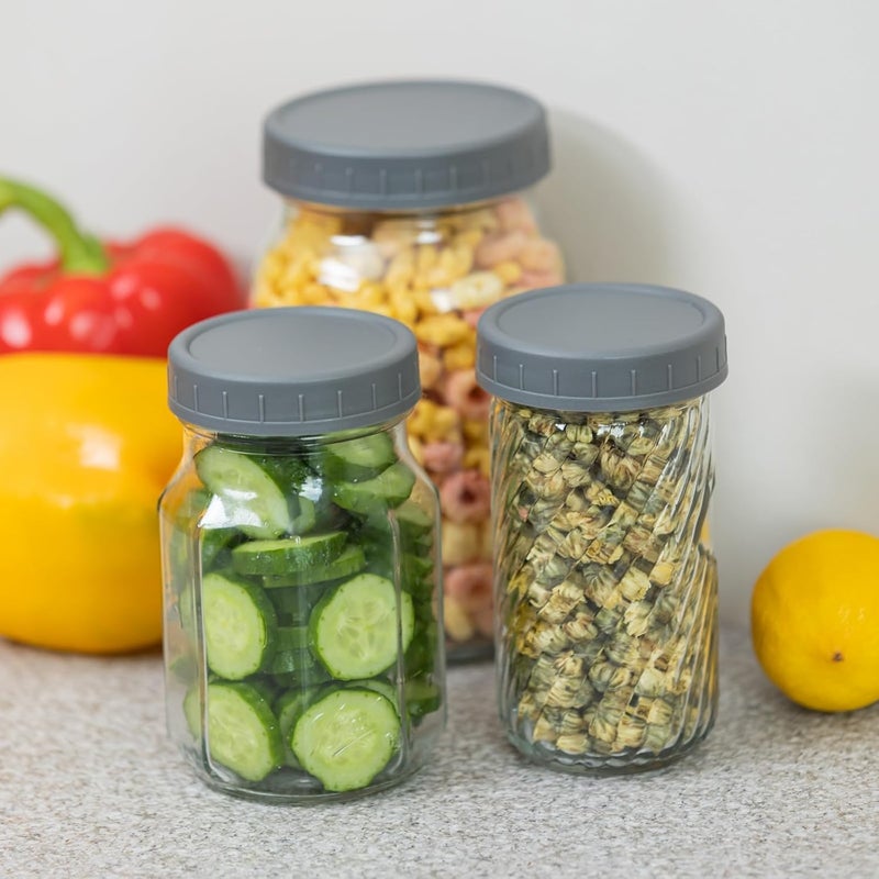 Bedgeta 9 Regular Mouth Mason Jar Lids with Silicone Ring,Thickened Leak-proof Lids Fit Ball,Kerr and More, 9 Gray Plastic, (Gray) - Image 4