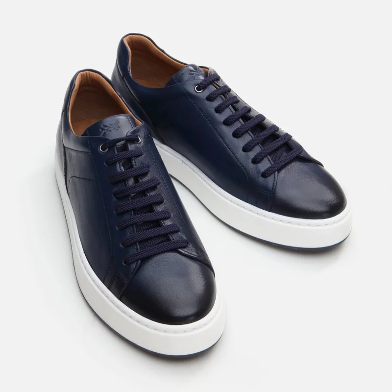 Hotiç 02AYH292340A680 GENUINE Leather Navy Blue Men's Casual Shoes