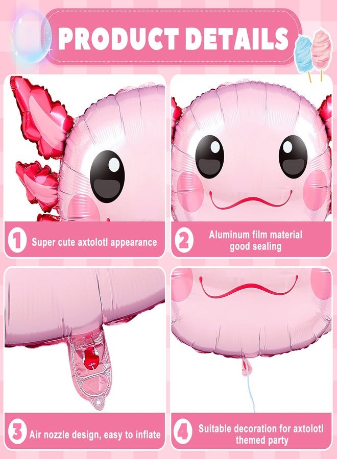 PullCrease 6 Pcs 34 Inch Axolotl Balloon Axolotl Birthday Party Decorations Aluminum Foil Inflatable Summer Supplies for Beach Themed Favor (Pink Style) - Image 3