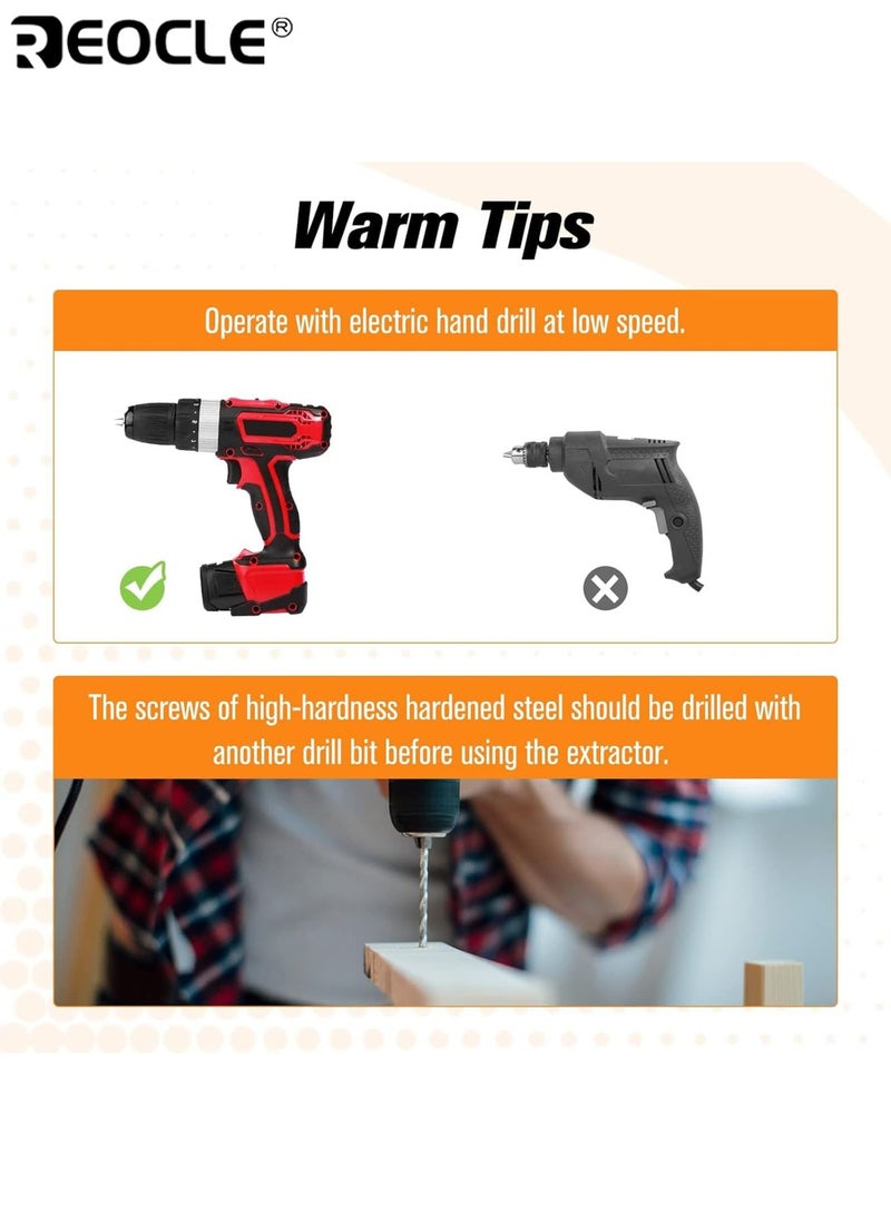 REOCLE 22PCS Damaged Screw Extractor Set Easy Out Stripped Screw Extractor Kit All Purpose HSS Broken Screw Remover with Magnetic Extension Bit Holder and Socket Adapter for DIY Home and Auto Repair - Image 3