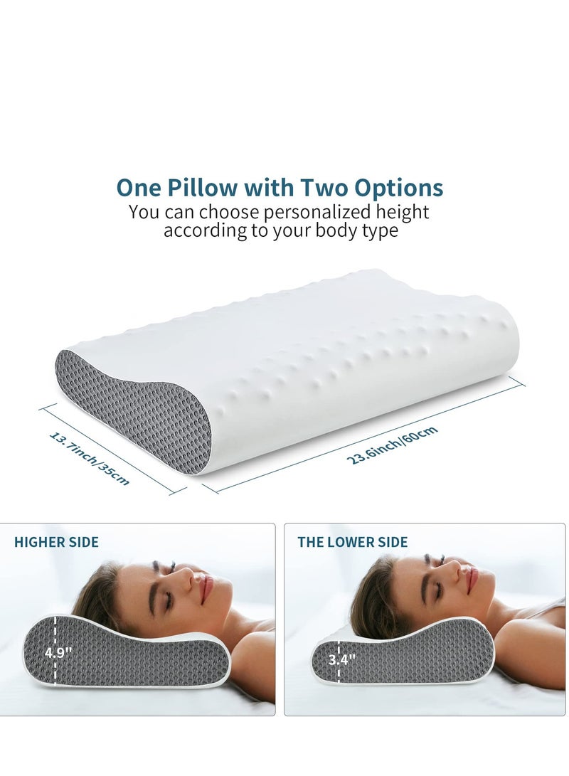 SYOSI Memory Foam Neck Pillow for Sleeping Cooling Pillow Contour Pillows for Neck and Shoulder Pain Relief Ergonomic Orthopedic Cervical Pillow for Side Back Stomach Sleepers 2 Height Options - Image 5