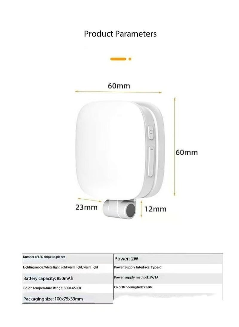Sisily Magnetic Selfie Light for Phone: 5 Led Mode with Mirror Compatible for iPhone & Android - Rechargeable Portable Fill Light for Photography/Video Recording/Conference/Vlog/Makeup (white)  - Image 2