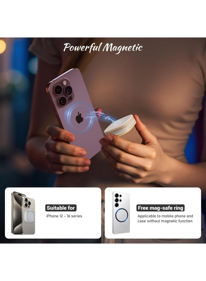 Sisily Magnetic Selfie Light for Phone: 5 Led Mode with Mirror Compatible for iPhone & Android - Rechargeable Portable Fill Light for Photography/Video Recording/Conference/Vlog/Makeup (white)  - Image 4