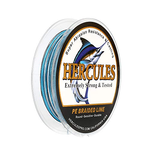 HERCULES Super Strong 500M 547 Yards Braided Fishing Line 20 LB Test for Saltwater Freshwater PE Braid Fish Lines 4 Strands - Blue Camo, 20LB (9.1KG), 0.20MM - Image 1