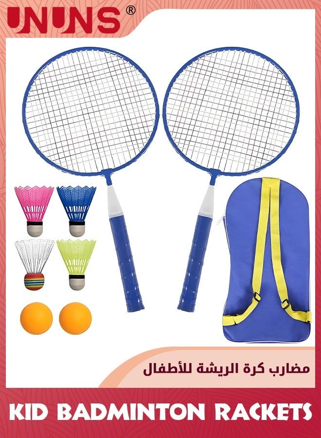 UNUNS Badminton Racket For Children,Shuttlecocks Racquet Sports Set With 4 2 Table Tennis And 1 Carrying Bag,Badminton Professionals Beginners Players Kids,Indoor Outdoor Game  - Image 1