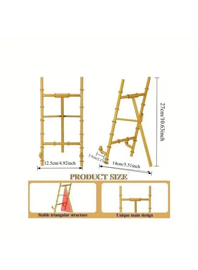 Yellow Metal Easel Stand Modern Tripod Display Holder For Photo Frame Book Plate - Image 4