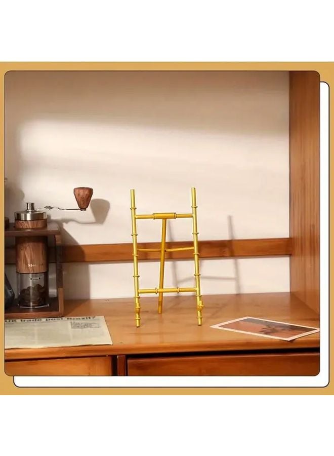 Yellow Metal Easel Stand Modern Tripod Display Holder For Photo Frame Book Plate - Image 2