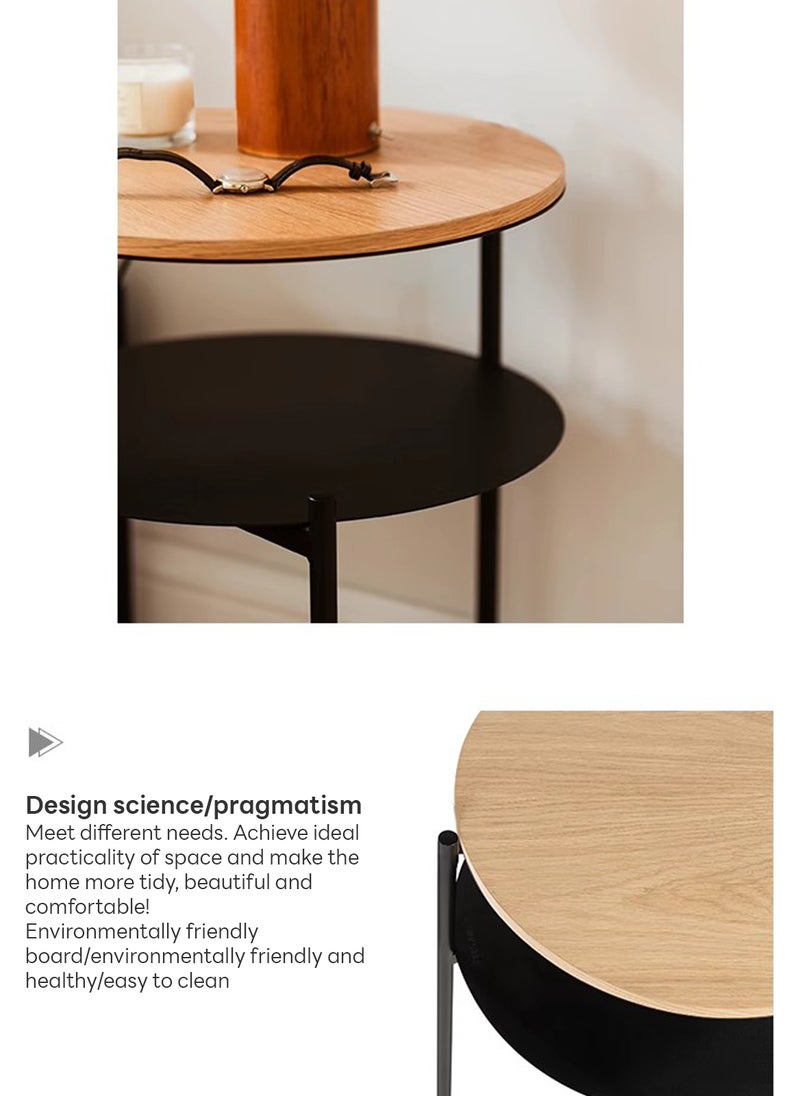 شاربدو طاولة قهوة مزدوجة الطبقات، طاولة جانبية للأريكة، شرفة صغيرة، طاولة قهوة بسيطة، 40*40*52.4 سم - Image 5