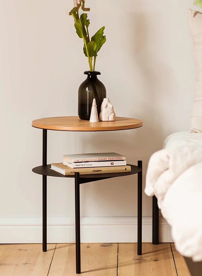 شاربدو طاولة قهوة مزدوجة الطبقات، طاولة جانبية للأريكة، شرفة صغيرة، طاولة قهوة بسيطة، 40*40*52.4 سم - Image 1