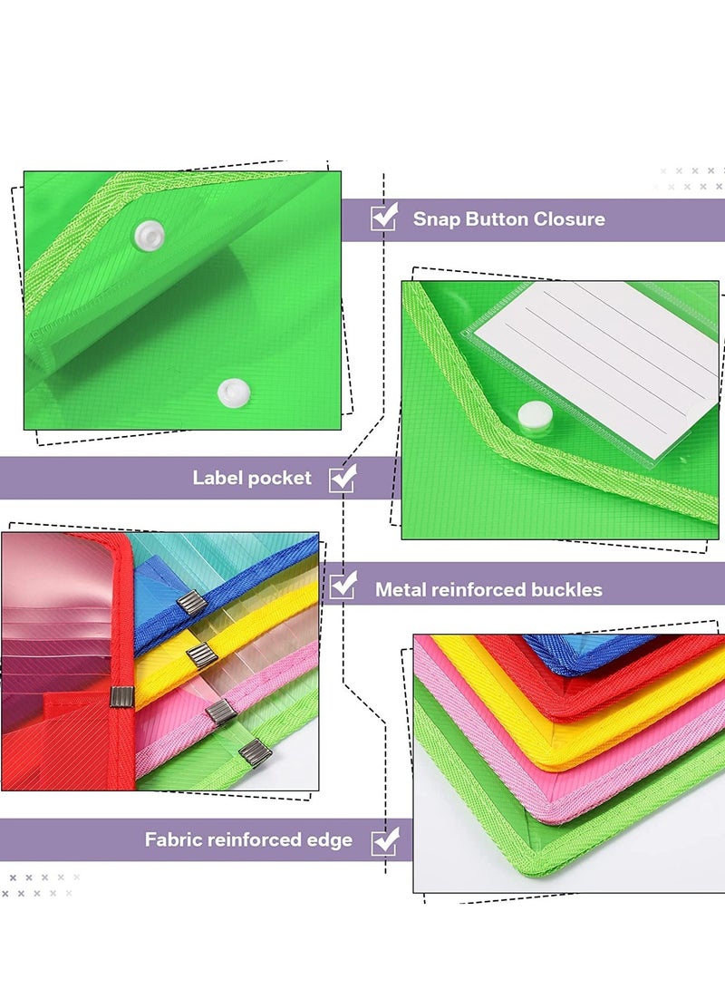 SYOSI Plastic File Folders Envelope, 10 Pieces Expanding Wallet Organizer Documents Folder with Snap Closure and Pocket, A4 Size Waterproof Transparent Pouch for School  - Image 2