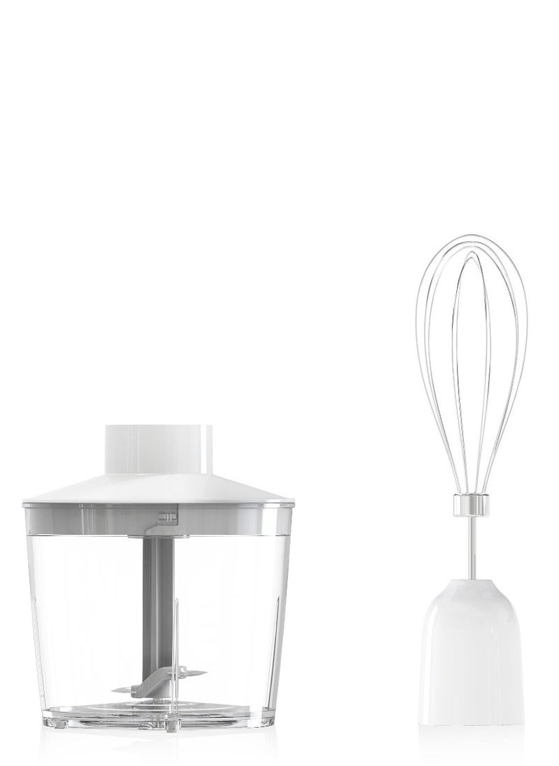 porodo Powerful Hand Blender Food Chopper & Whisker 300W / Energy-Efficient Food Processor / Durable & Compact Mixer / Splash-Proof Whisker - White  - Image 2