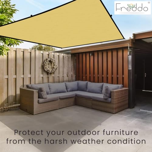 FREDDO HDPE Fabric Polyester Webbing Sun Shade Sails 85-90% Protection from Sun & UV Rays Ideal for Car Parking, Outdoor Garden, Balcony, Patio, Beige Color, 9.5 ft x 4 ft, Pack of 1 Piece - Image 4