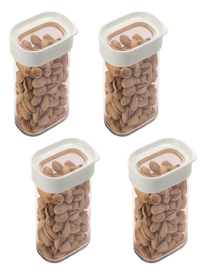 StacPro Acrylic Airtight Kitchen Containers 400 ML, Pack of 4 | BPA Free, Stackable Jar, Modular Storage, Pantry Organiser, Fridge & Dishwasher Safe, Stain Resistant, Clear & Transparent (White) - Image 1